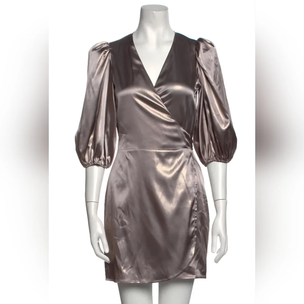 NWT Reformation Terezia Silver Mini Wrap Dress Size M - Picture 5 of 5